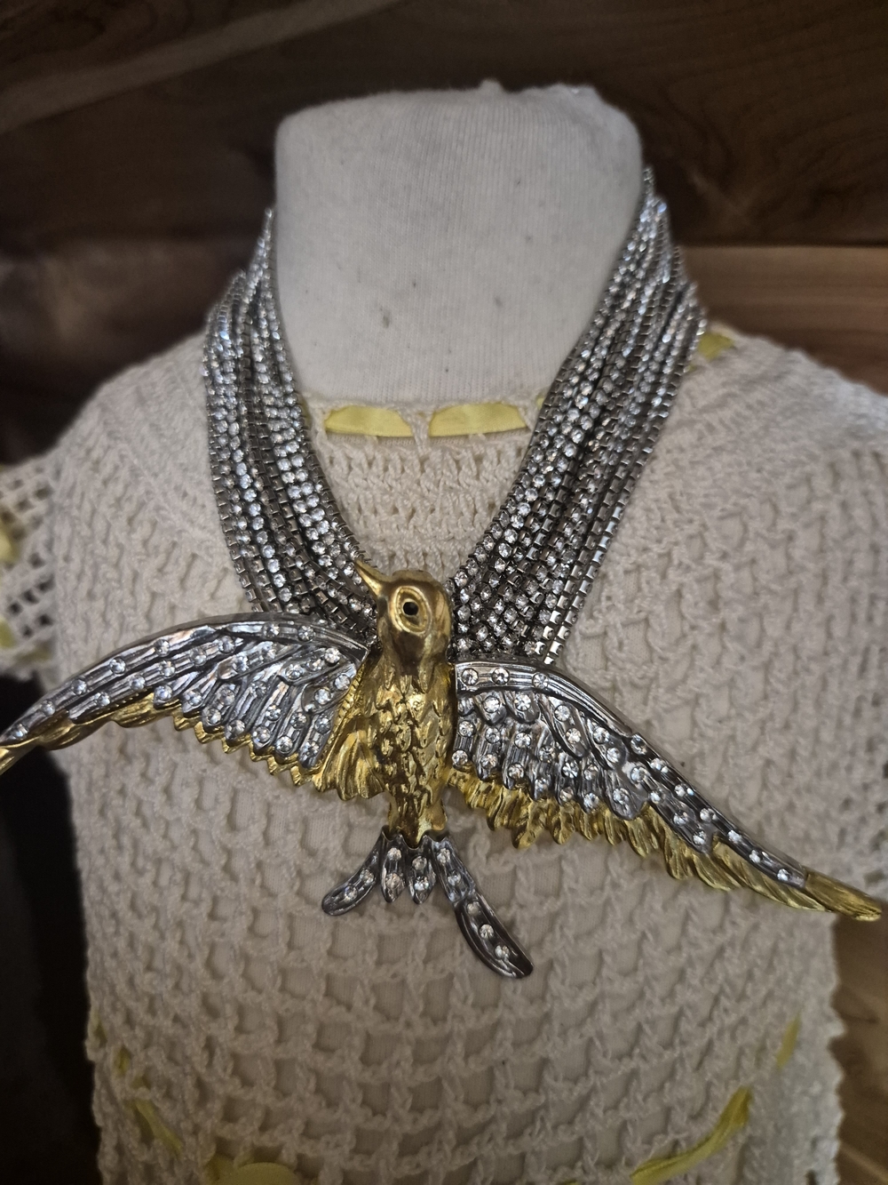 Two-Tone Gold & Silver Bird Necklace for Women